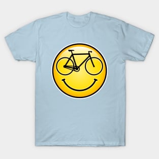 Bike Bicycle Smiley Happy Yellow Face T-Shirt